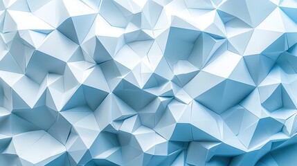 Obraz premium A sleek abstract geometric background blending crisp white and vibrant blue. The mosaic of polygons and intricate lines forms a contemporary pattern with a spacious layout, ideal for showcasing