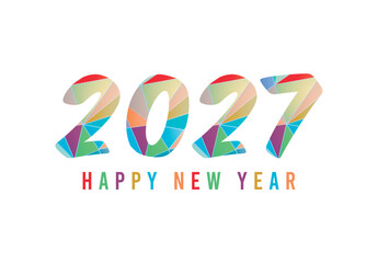 Happy New Year 2027 text design. Cover of business diary for the new year 2027 with wishes. Happy New Year 2027 with calligraphy painted text effects.