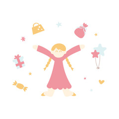 ショッピングと楽しむ人のイラスト