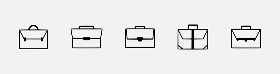 Stylish and Professional Briefcase Icon Set for Office, Travel, and Student Use – Perfect for Business Apps, Travel Planners, and School Materials