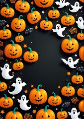 Halloween layout, Halloween copy space, Halloween card layout, Halloween pumpkin, Halloween letter paper, Halloween illustration, Halloween concept, Halloween background, Halloween banner