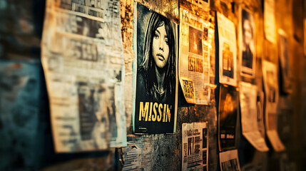 Missing Person Poster on Wall of Old Newspaper - Photo