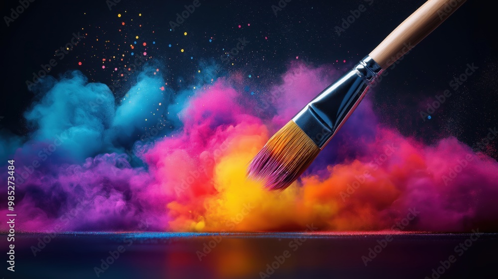 Aufkleber a striking image showcasing a dynamic explosion of colorful powder creating a vibrant mesmerizing di