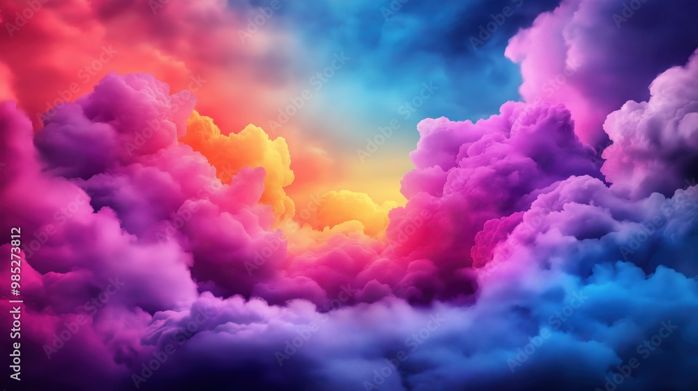 Aufkleber captivating and visually striking image of a surreal colorful cloudscape with swirling ethereal patt