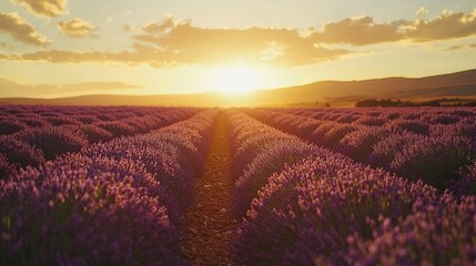 Obraz premium Lavender field at sunset.