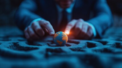 Hands gently holding a glowing globe representing the responsibility to protect the environment promote renewable energy and conserve our planet for the future