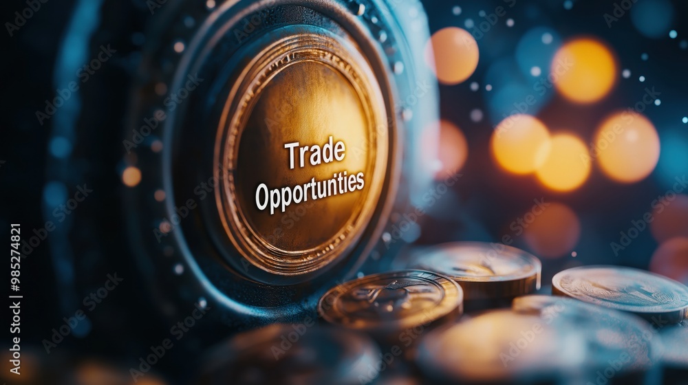 Aufkleber macro view of trade opportunities financial growth and business success concepts shown through the o