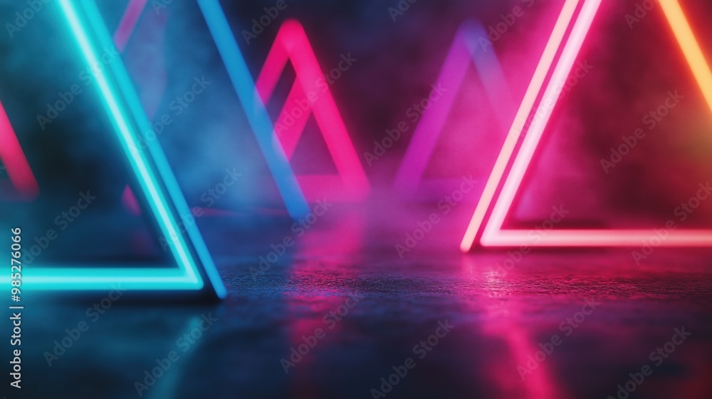 Poster vibrant and dynamic futuristic abstract background with neon lighting geometric shapes and a fluid c