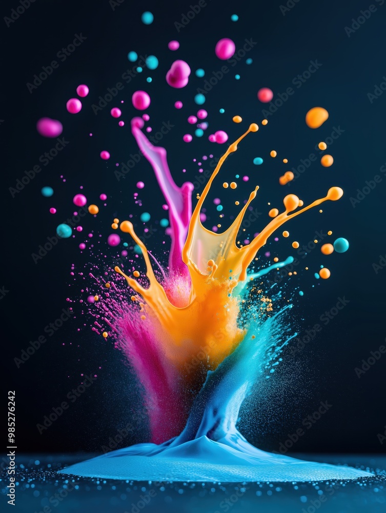 Poster vibrant liquid explosion captivating abstract paint splash effect with colorful vivid hues and dynam
