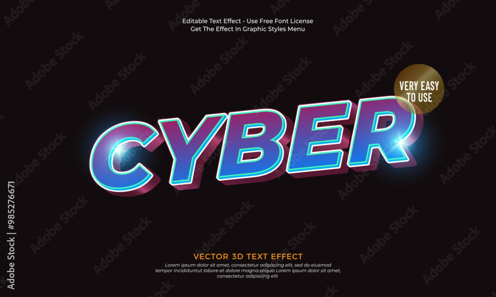 Poster cyber editable text effect template style