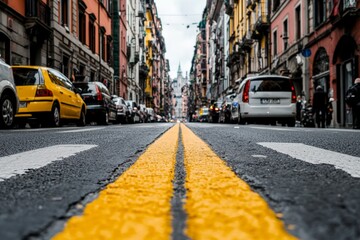 Obraz premium A divided street where one side is filled with wealth and the other with poverty, symbolizing income inequality