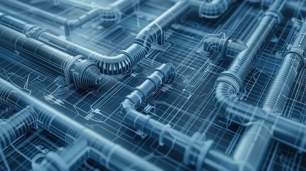 Architectural Ventilation System Design: 3D Illustration Blueprint