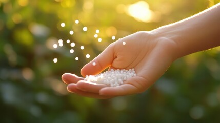 Close Up of Hand Holding Homeopathic Pellet