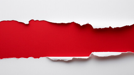Torn white paper with a red background, ideal for abstract and creative design concepts.