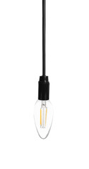 Fototapeta premium One light bulb hanging on white background