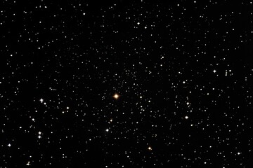 Starry night sky with tiny shining stars in black background. Bright lights sparkle, glow in dark space. Celestial bodies in galaxy universe shine with beautiful starlight.