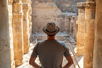 Obraz premium A Man Standing in a Temple