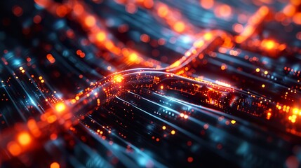 Obraz premium Abstract Glowing Lines: Futuristic Technology Background