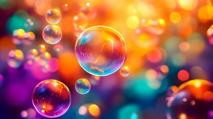Colorful Bubbles with Bokeh Background Illustration