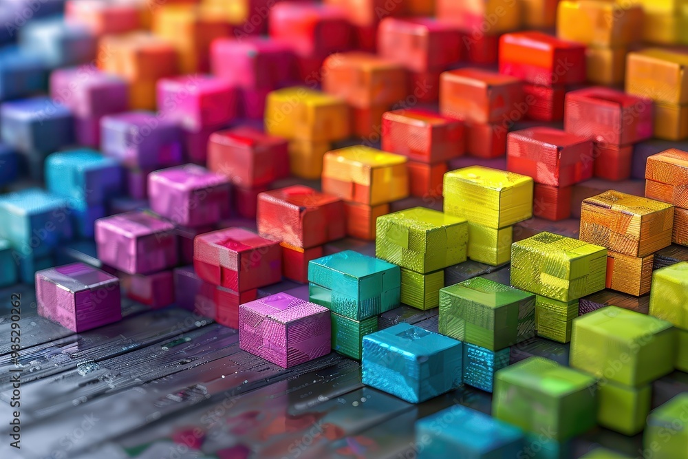 Poster a colorful image of blocks in various colors and sizes