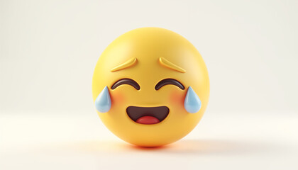 Cute emoticon cry face 3D