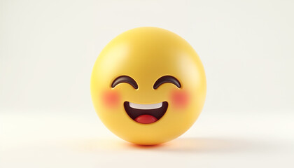 Fototapeta premium Cute emoticon flushed face 3D