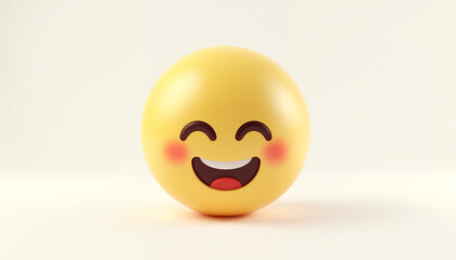 Fototapeta premium Cute emoticon joyful face 3D