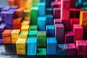 Obraz premium A colorful image of wooden blocks in various colors