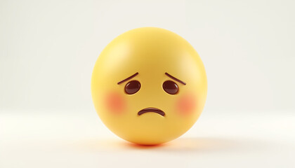 Fototapeta premium Cute emoticon pensive face 3D