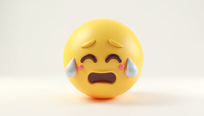 Fototapeta premium Cute emoticon sad face 3D