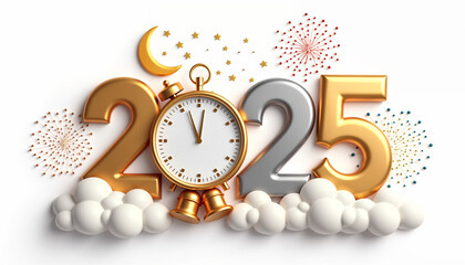 Fototapeta premium Luxury text 2025 with new years stuff decorative