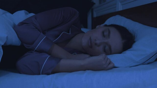 Bedtime. Portrait of millennial woman sleeping in bed