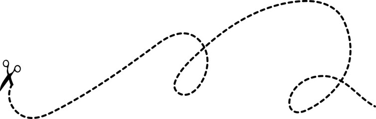 Scissors with cut line mark and symbol for cropping