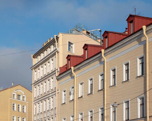 Apartment buildings in the historical center of St. Petersburg, Russia.
