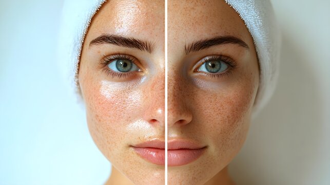 Photograph the forehead and T-zone before and after a blackhead treatment to highlight the improvement in skin texture