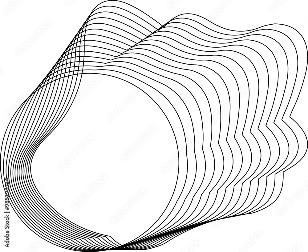 Poster circle frame liquid made of line with blend effect. technology design