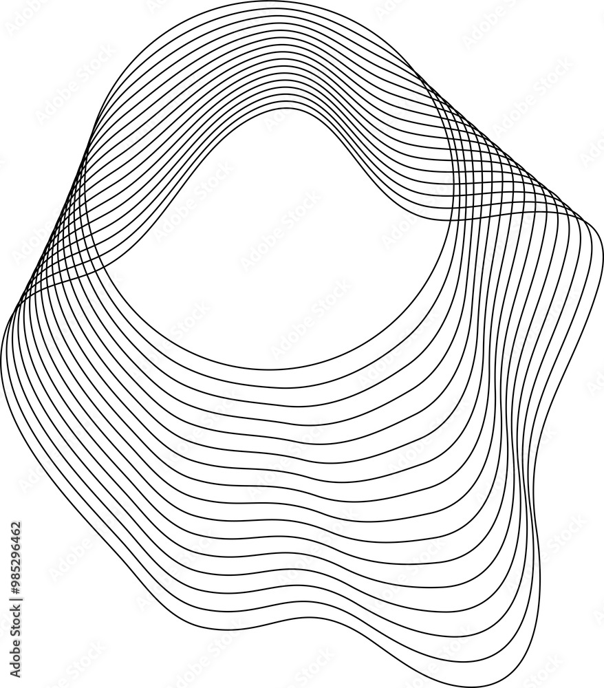 Poster circle frame liquid made of line with blend effect. technology design