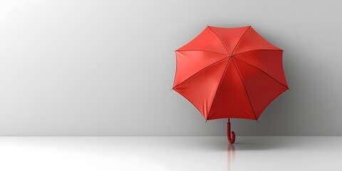 Single red umbrella against white background.