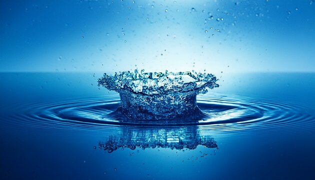 Swirling bubbles implode in a transparent blue liquid, creating a mesmerizing dance of motion and light, as cavitation ripples send delicate shockwaves through the serene fluid.