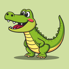 Cute Crocodile Illustration. Flat Cartoon Style Vector PNG Transparent Nursery Cutout Clipart Digital Planner Sticker