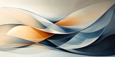 Abstract background with blue, white, and orange abstract shapes.