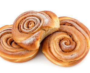 Fototapeta premium Pile of cinnamon bun, isolated on white background.