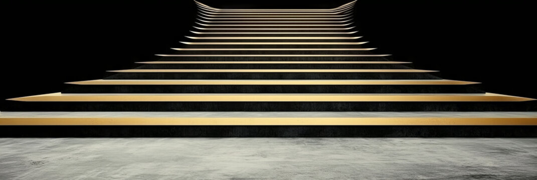 Gold steps leading up into darkness.