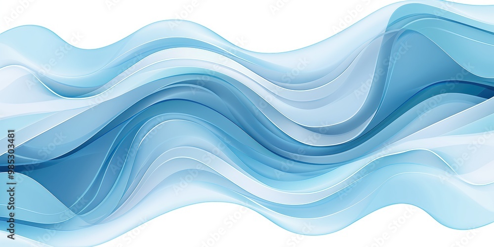 Leinwandbilder Light blue abstract wave design with flowing curves and dynamic lines. White and blue colors blend together in a unique pattern. Graphic illustration with a sense of movement and energy.
