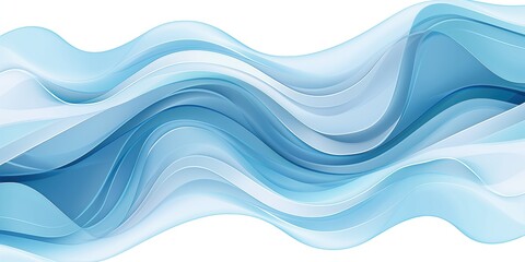 Obraz premium Light blue abstract wave design with flowing curves and dynamic lines. White and blue colors blend together in a unique pattern. Graphic illustration with a sense of movement and energy.