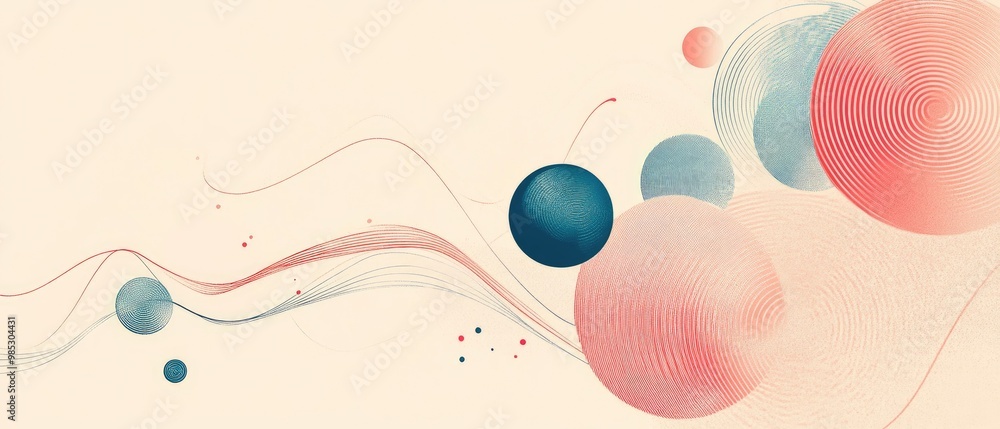 Poster abstract background featuring a line art illustration composed of circles and lines