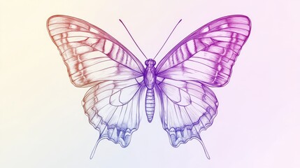 Purple Gradient Butterfly Line Art