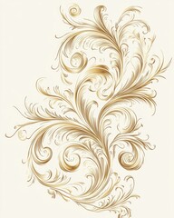 Elegant line art illustration featuring vintage ornamental flourishes ideal for luxurious invitations restaurant menus or decorative certificates with golden swirls and vignette elements