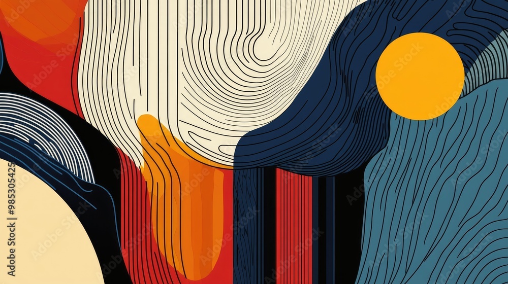Aufkleber abstract line art illustration featuring a continuous geometric design suitable for various decorati