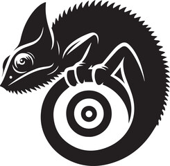 Chameleon silhouette simple vector black and white